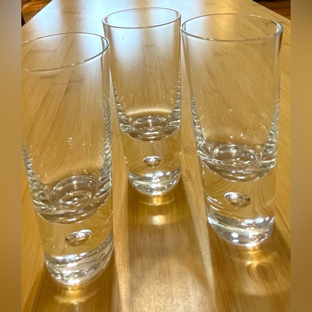 Kosta Boda Pipi double shot glasses, set of 3,
heavy bottom with bubble, vintage